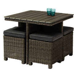 KETTLER Palma Cube Table & Chairs Set Rattan